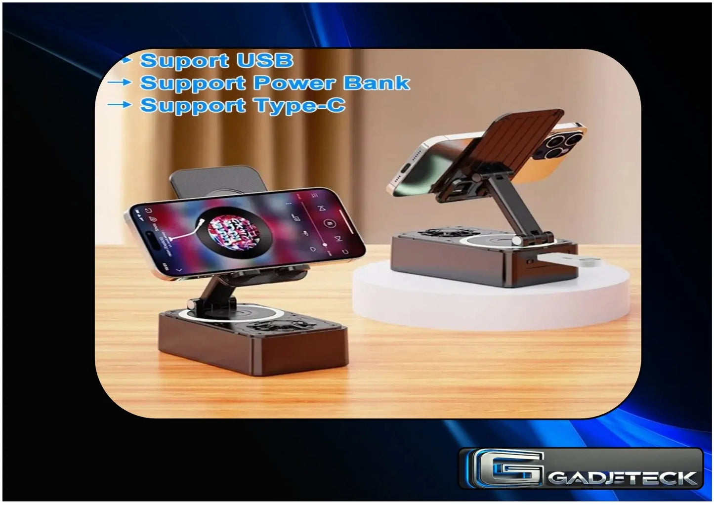 Support de téléphone portable avec haut-parleur Bluetooth - gadjeteck