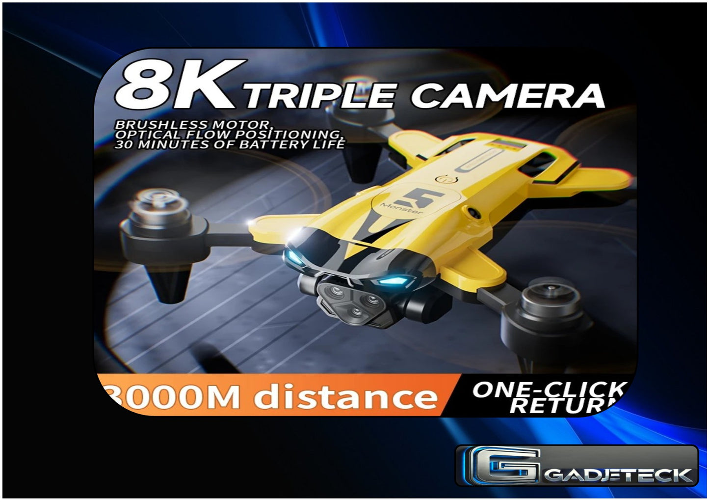 Drone M5 2024 8K professionnel avec triple caméra, moteur sans balais, positionnement par flux optique, quadricoptère pliable
