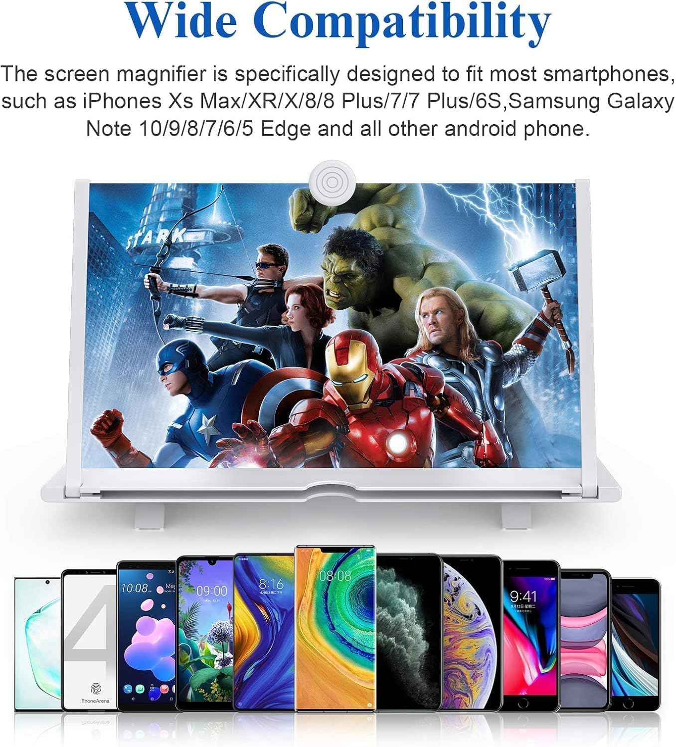 Amplificateur d'écran 3D pour téléphone avec pied flexible, lentille HD anti-lumière bleue sans batterie