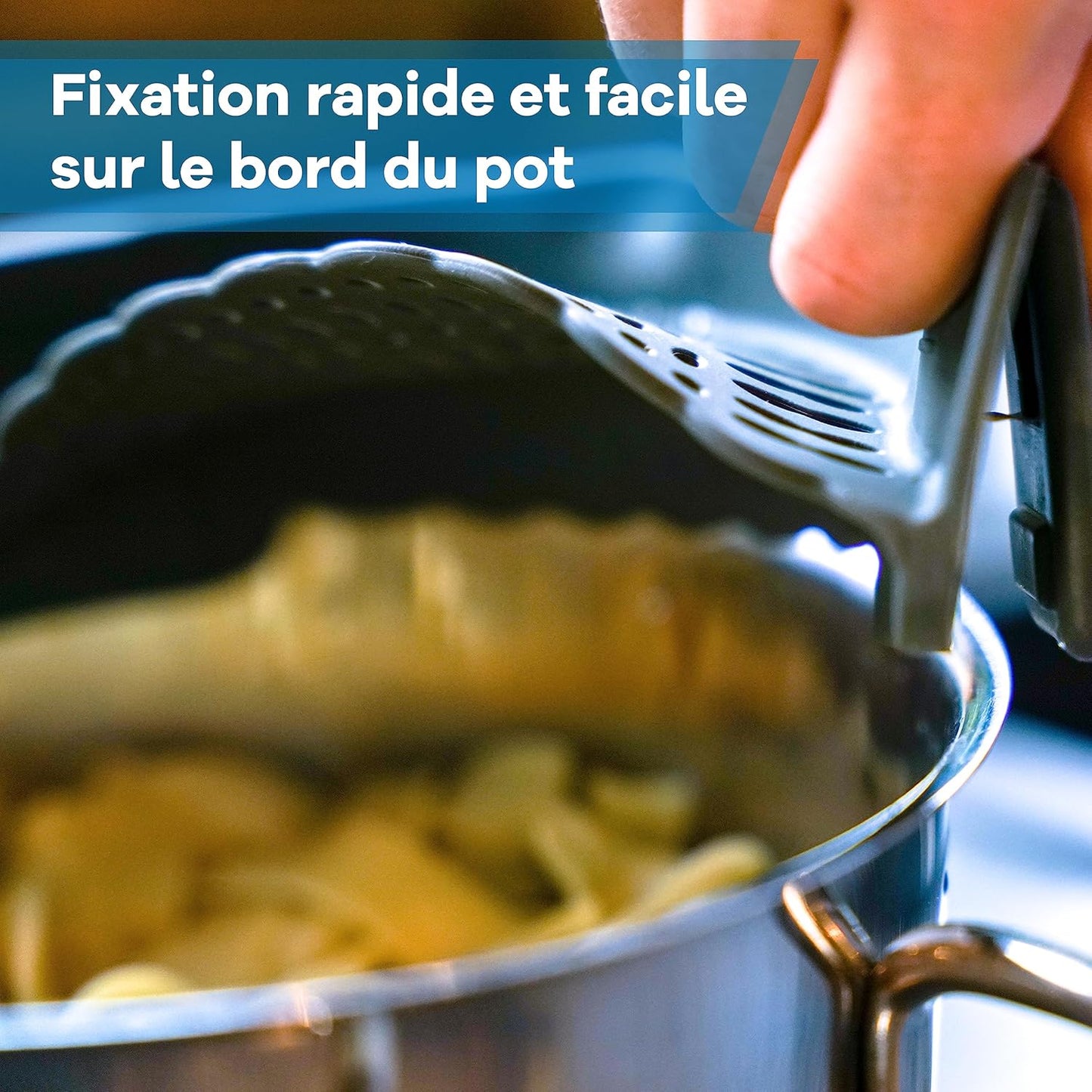 Filtre en silicone pour cuisine - Passoire clip-on pour casseroles et poêles, égouttoir à pâtes, légumes et fruits, gadgets de cuisine