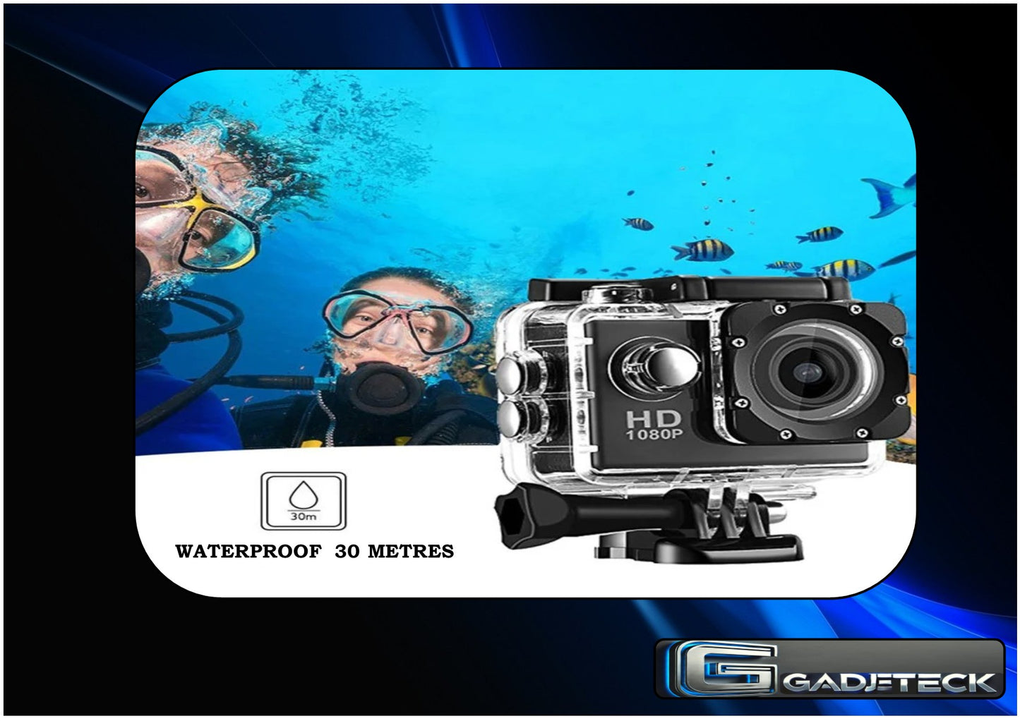 Caméra d’action 4K Ultra HD 3MP 900mAh Boîtier étanche sous-marin Casque de sport en plein air Caméras d’enregistrement vidéo avec écran HD 2.0 - gadjeteck