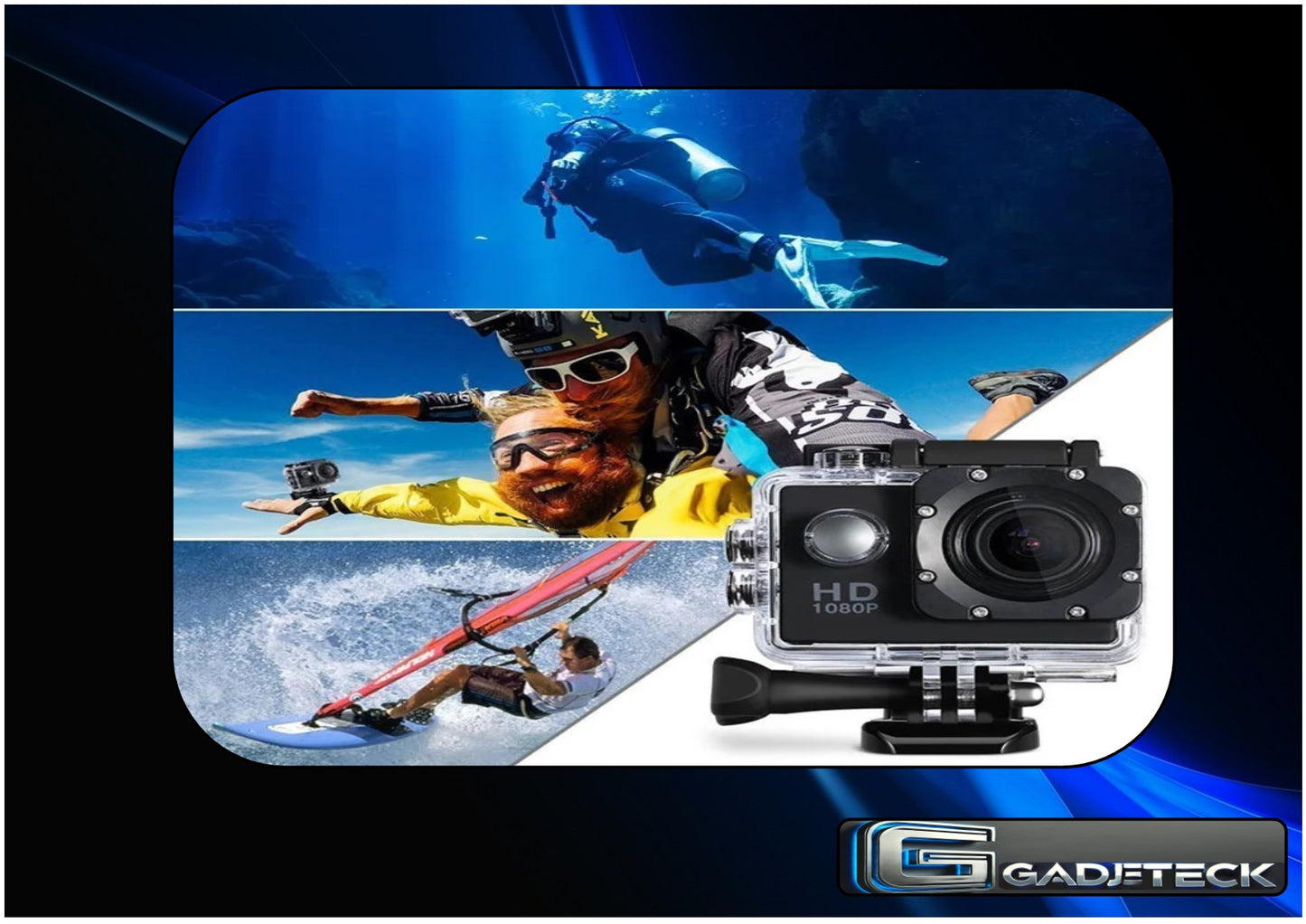 Caméra d’action 4K Ultra HD 3MP 900mAh Boîtier étanche sous-marin Casque de sport en plein air Caméras d’enregistrement vidéo avec écran HD 2.0 - gadjeteck