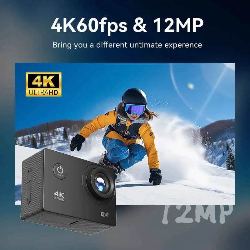 Caméra d'action 4K étanche Null - Enregistrement vidéo 4K/30FPS, WiFi, 2.0", 170° DGS, Zoom 4X, étanche pour sports en extérieur