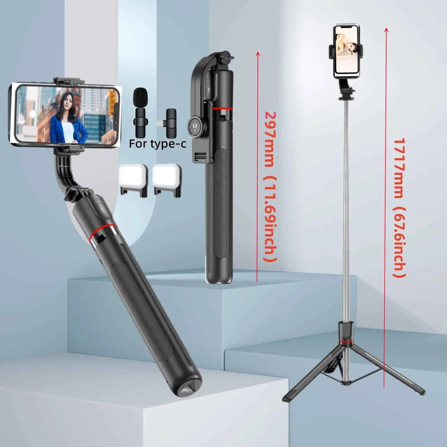 Bâton de selfie extensible avec trépied portable, télécommande Bluetooth pour iOS et Android