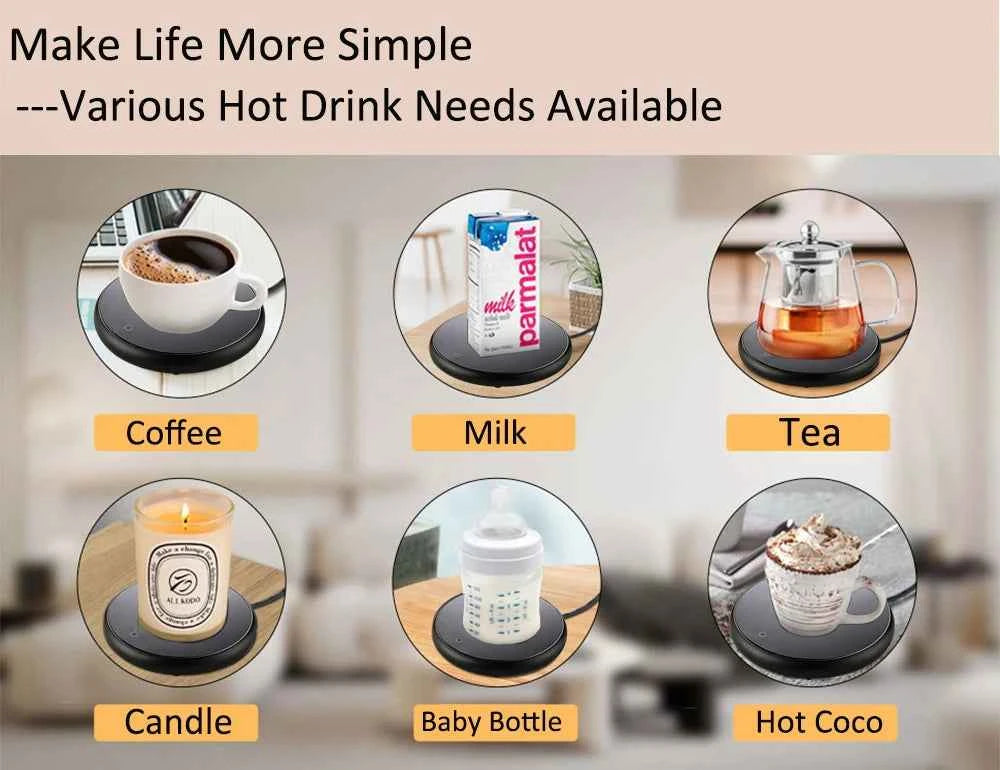 Mug chauffant électrique - Réchauffeur de tasse USB pour café, thé, et eau avec plateau thermostatique intelligent pour bureau et maison