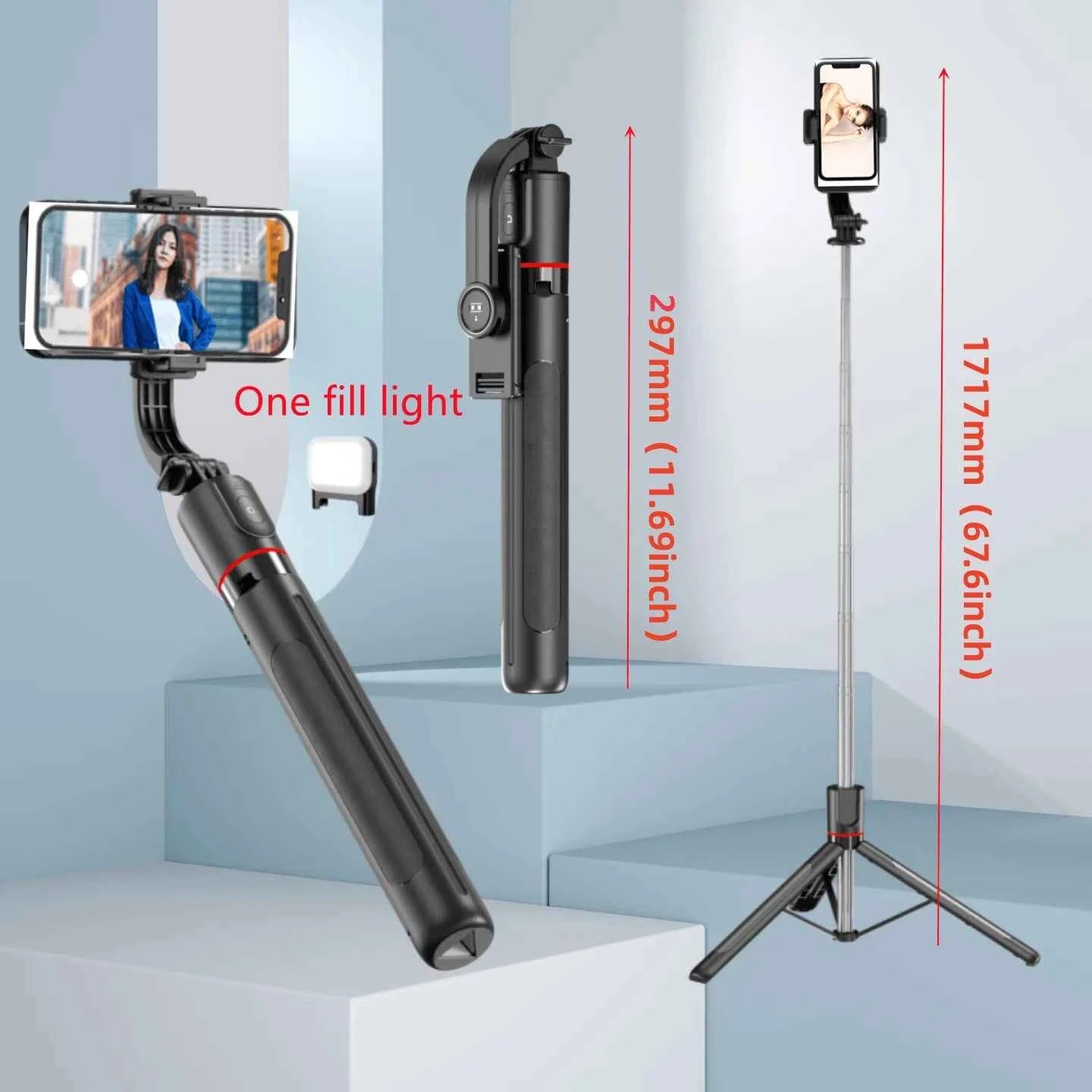Bâton de selfie extensible avec trépied portable, télécommande Bluetooth pour iOS et Android