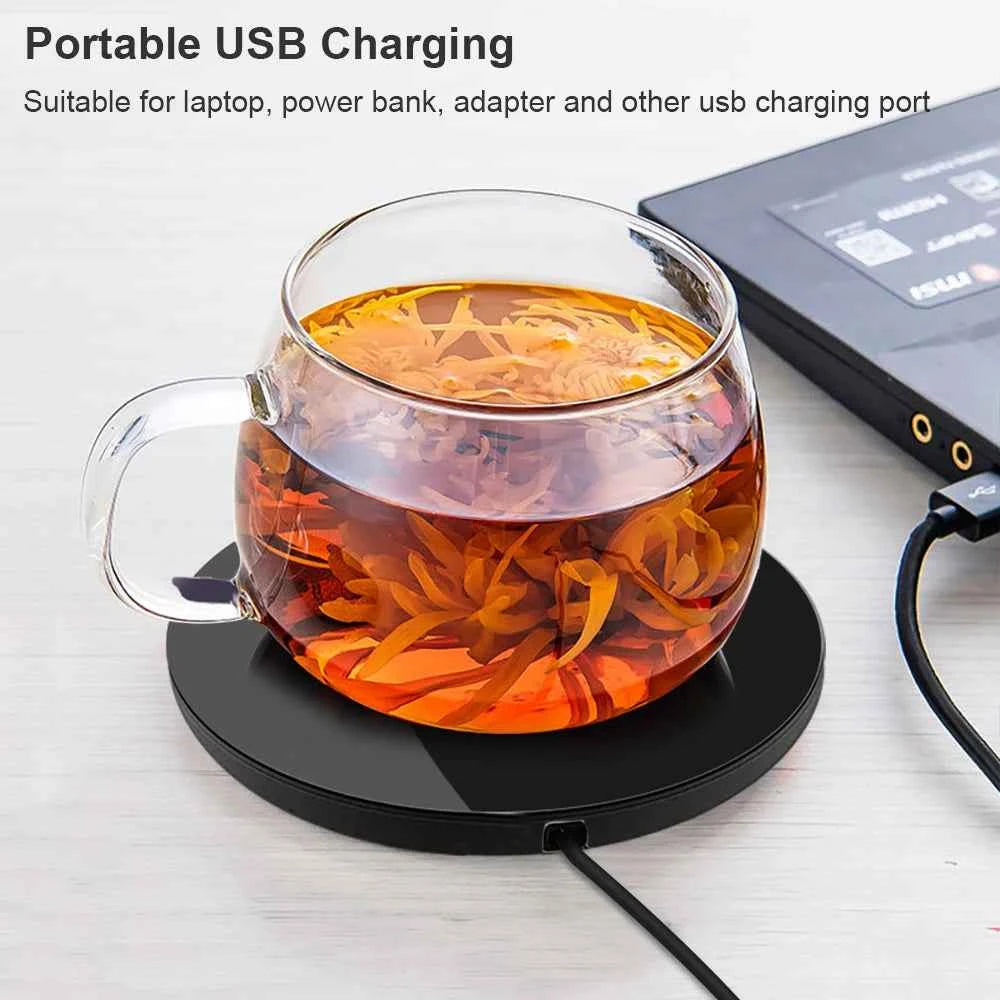 Mug chauffant électrique - Réchauffeur de tasse USB pour café, thé, et eau avec plateau thermostatique intelligent pour bureau et maison