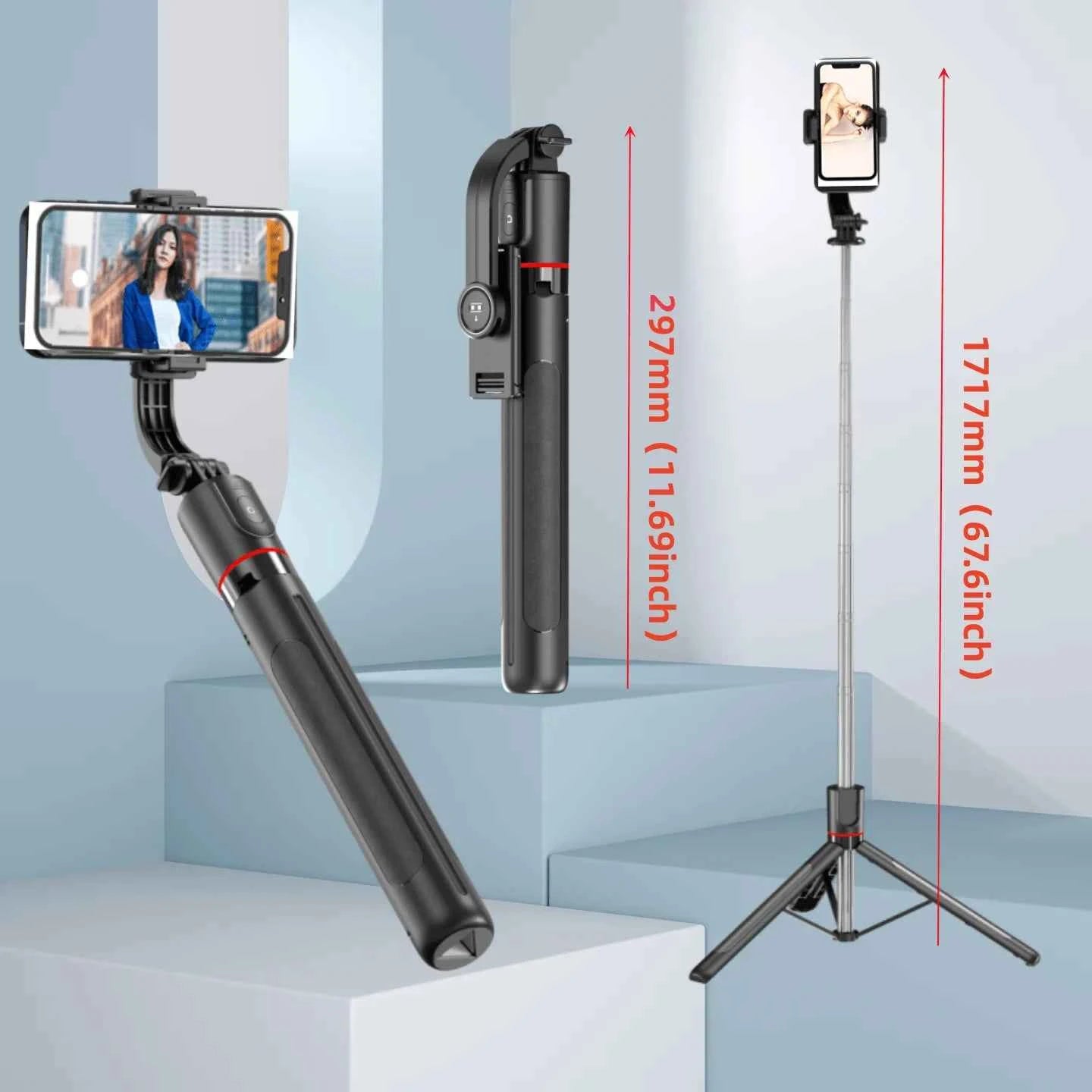 Bâton de selfie extensible avec trépied portable, télécommande Bluetooth pour iOS et Android