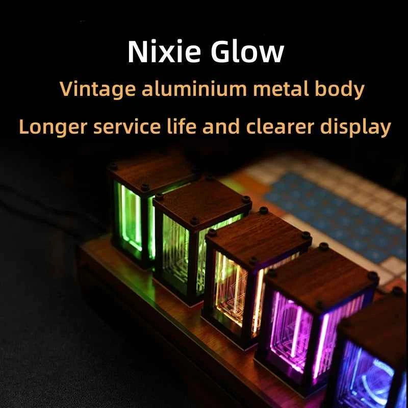 Montre LED Nixie RGB - Horloge de table en bois DIY, lampe de nuit LED, décoration de jeu et cadeau élégant