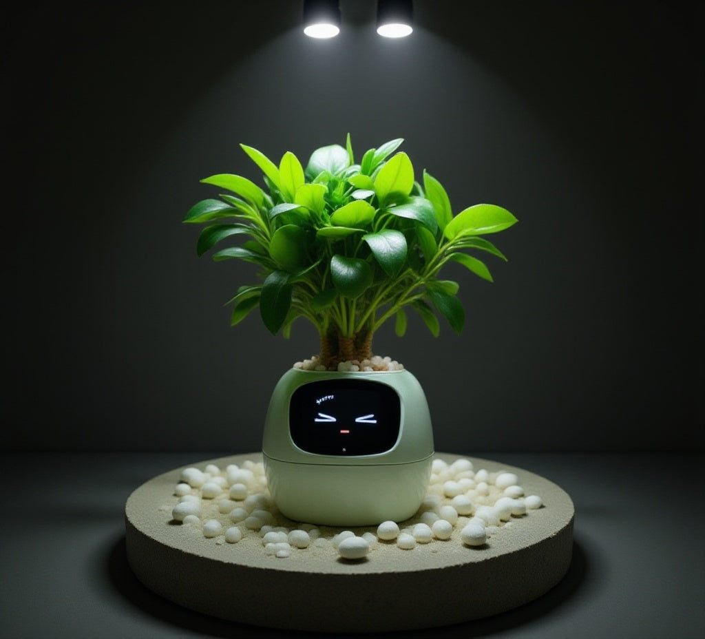 Jardinière Intelligente Tuya Ivy : 49 Expressions Riches, 7 Capteurs Intelligents, Chips AI pour Élever vos Plantes Facilement et Amusant