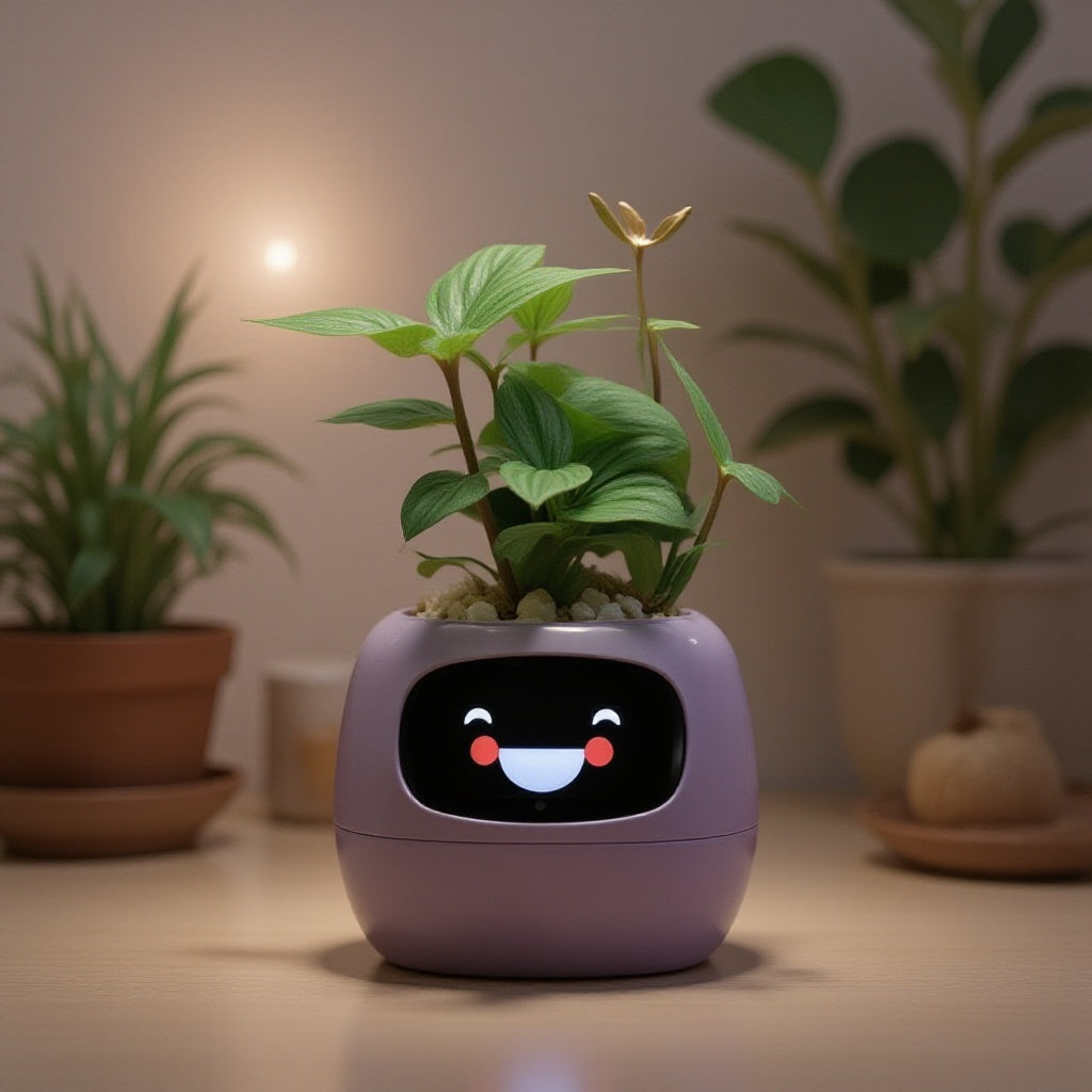 Jardinière Intelligente Tuya Ivy : 49 Expressions Riches, 7 Capteurs Intelligents, Chips AI pour Élever vos Plantes Facilement et Amusant