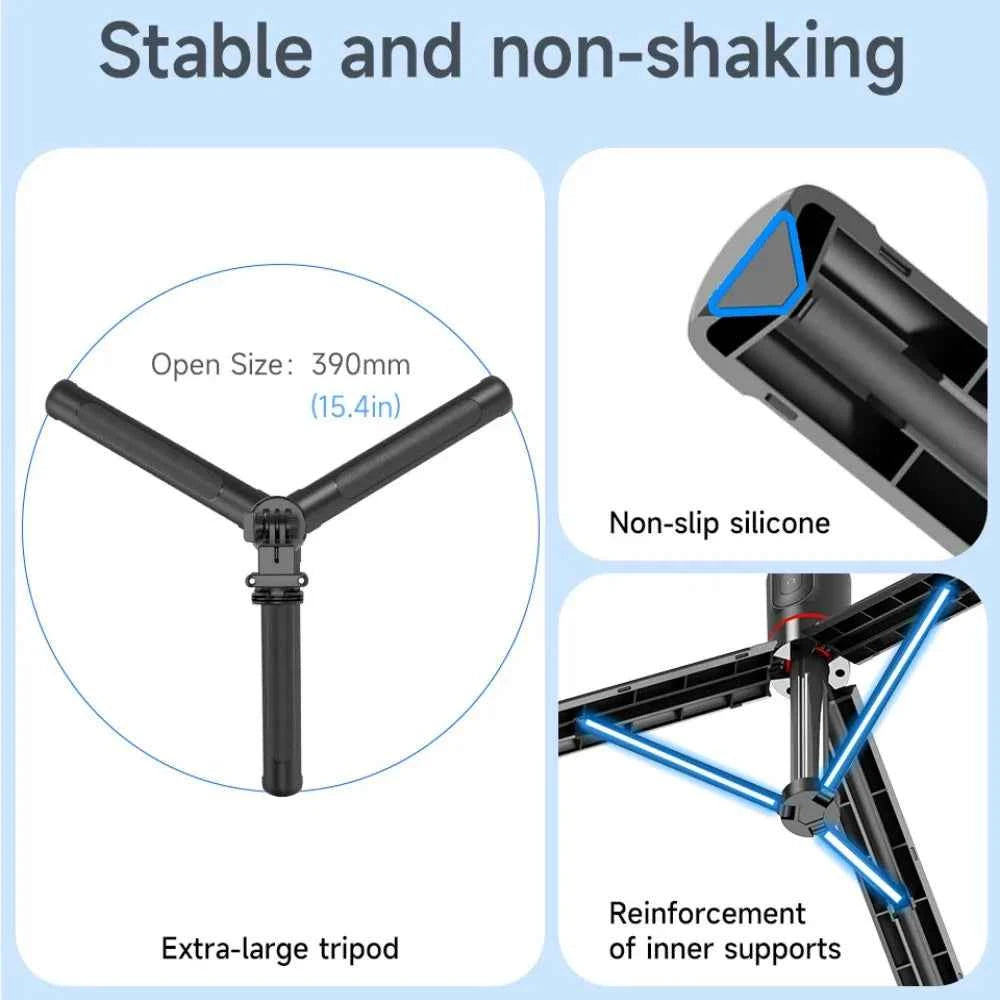 Bâton de selfie extensible avec trépied portable, télécommande Bluetooth pour iOS et Android