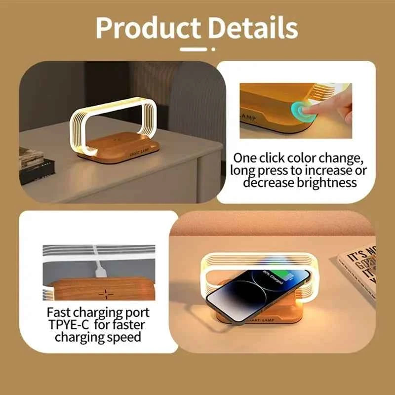 Veilleuse chargeur sans fil Table lampe de bureau dock de charge rapide pour iPhone Samsung Xiaomi