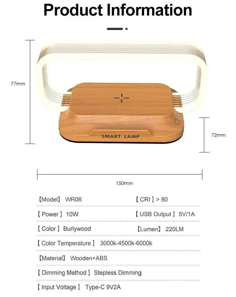 Veilleuse chargeur sans fil Table lampe de bureau dock de charge rapide pour iPhone Samsung Xiaomi