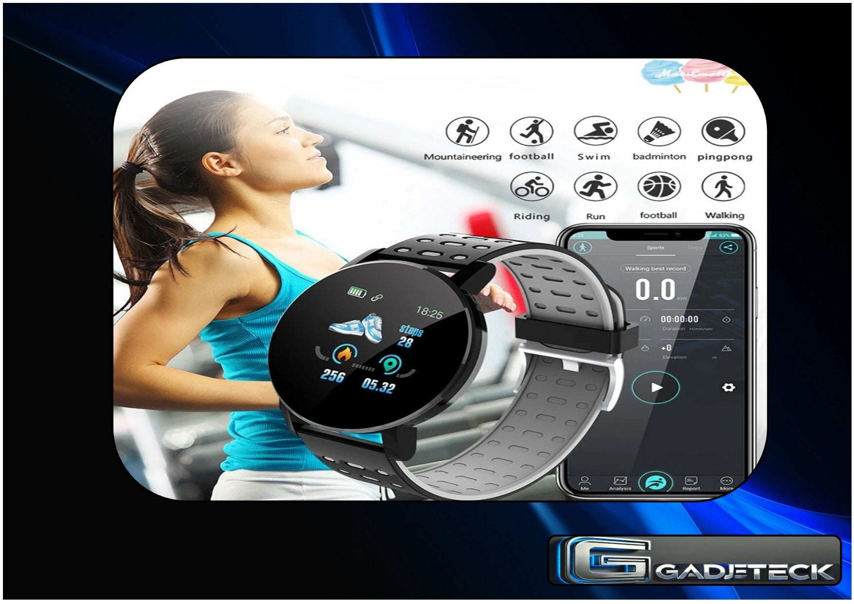 Montre intelligente Hommes Femmes Fréquence Cardiaque Surveillance de la pression artérielle Bluetooth - gadjeteck