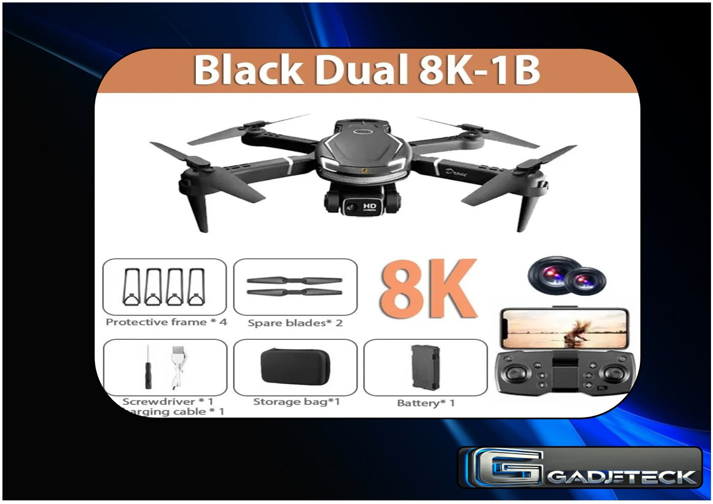 Xioaim V88 Drone avec Caméra HD 8K, GPS WiFi, Suivi Intelligent, Longue Autonomie, Évitement d'Obstacles