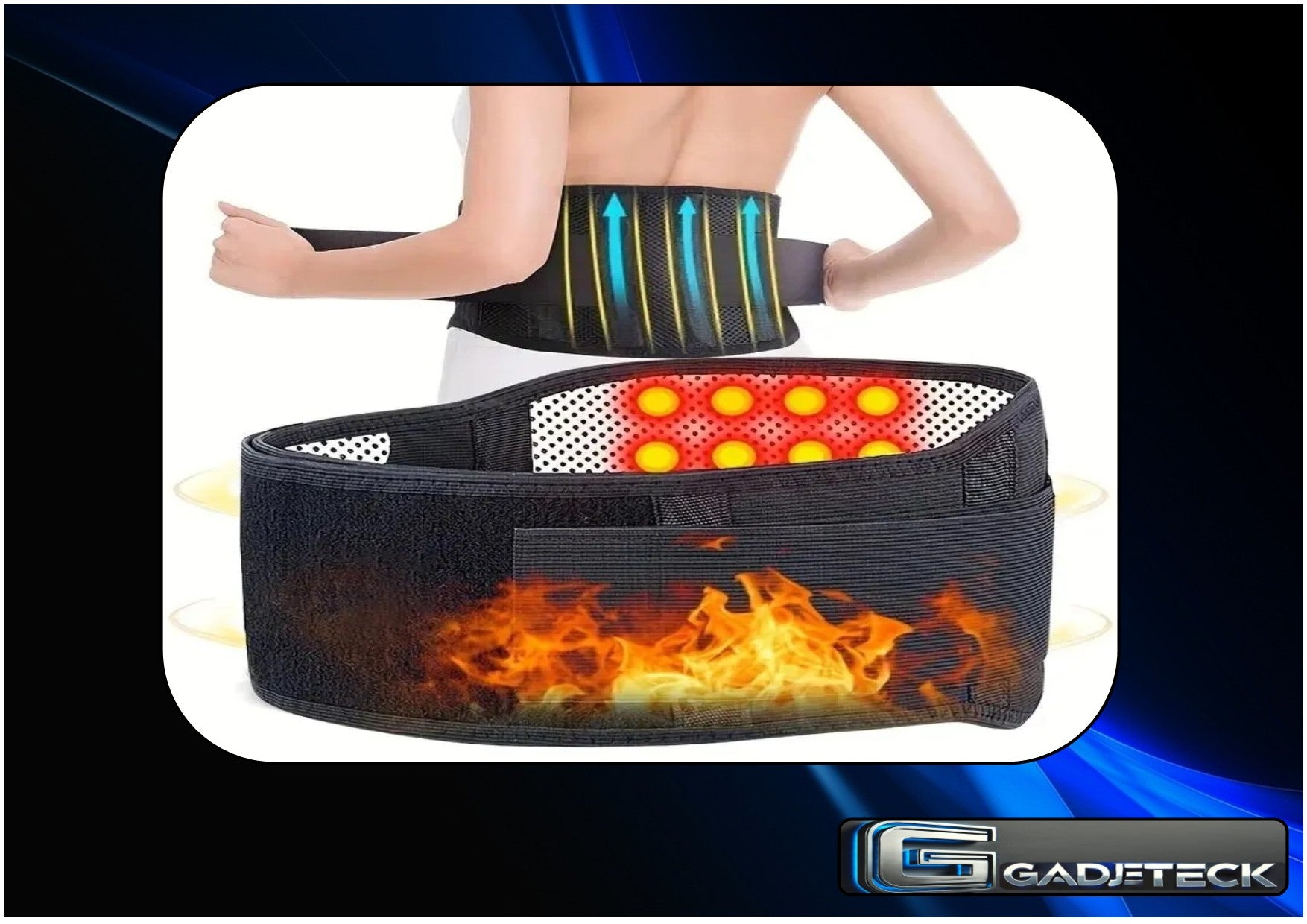 Ceinture de soutien du dos et de la taille de thérapie magnétique auto-chauffante réglable - gadjeteck