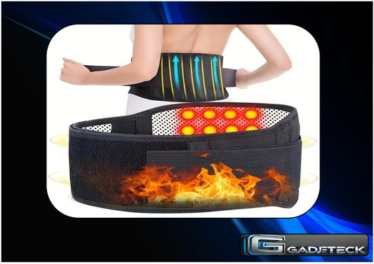 Ceinture de soutien du dos et de la taille de thérapie magnétique auto-chauffante réglable - gadjeteck