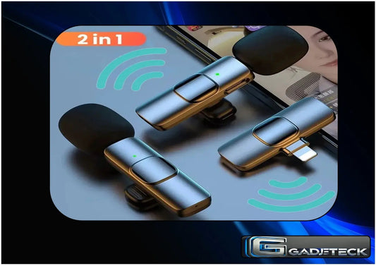 Microphone cravate sans fil, mini microphone d'enregistrement audio et vidéo pour iPhone, téléphone Android - gadjeteck