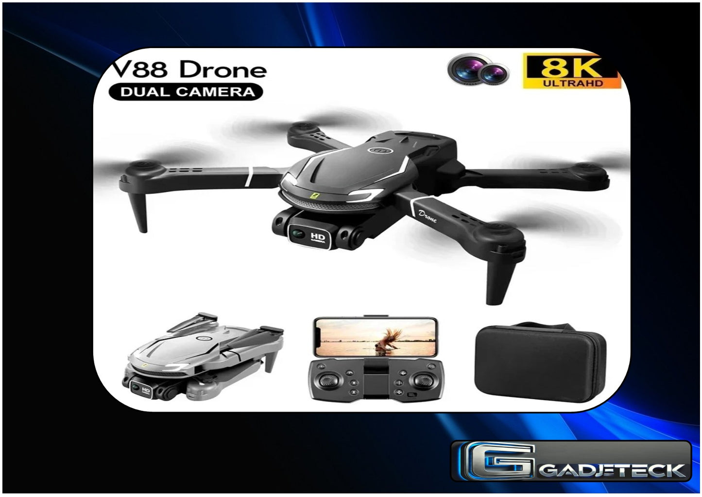 Xioaim V88 Drone avec Caméra HD 8K, GPS WiFi, Suivi Intelligent, Longue Autonomie, Évitement d'Obstacles