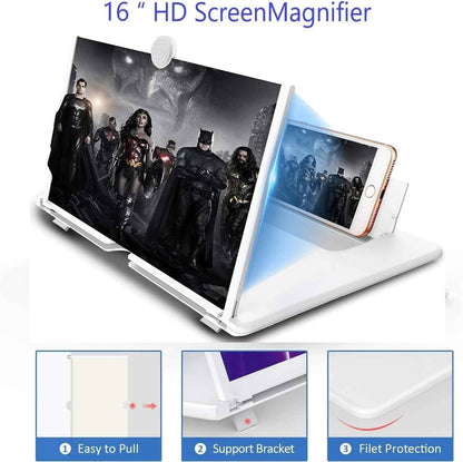 Amplificateur d'écran 3D pour téléphone avec pied flexible, lentille HD anti-lumière bleue sans batterie