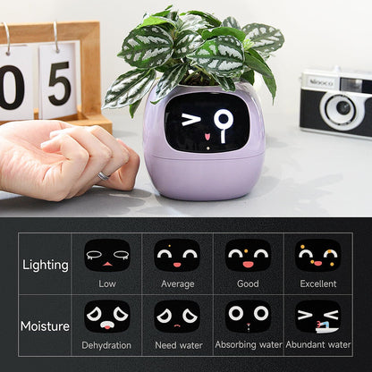 Jardinière Intelligente Tuya Ivy : 49 Expressions Riches, 7 Capteurs Intelligents, Chips AI pour Élever vos Plantes Facilement et Amusant