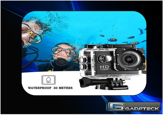 Caméra d’action 4K Ultra HD 3MP 900mAh Boîtier étanche sous-marin Casque de sport en plein air Caméras d’enregistrement vidéo avec écran HD 2.0 - gadjeteck