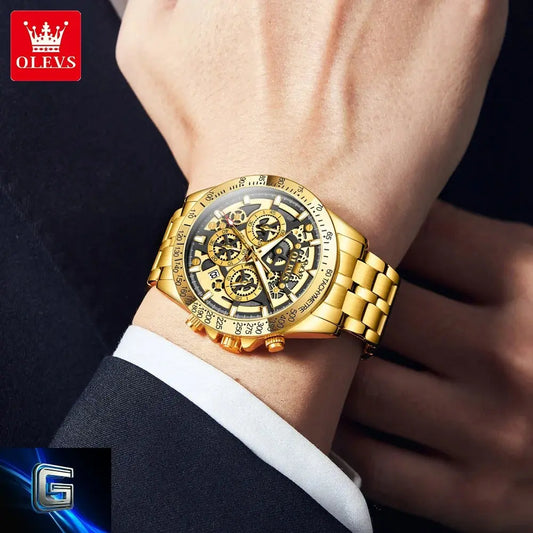 OLEVS 9913  Men's Watches Original Quartz Watches For Men Waterproof Luminous Chronograph Date 24 Hours Watches Luxury Men gadjeteck