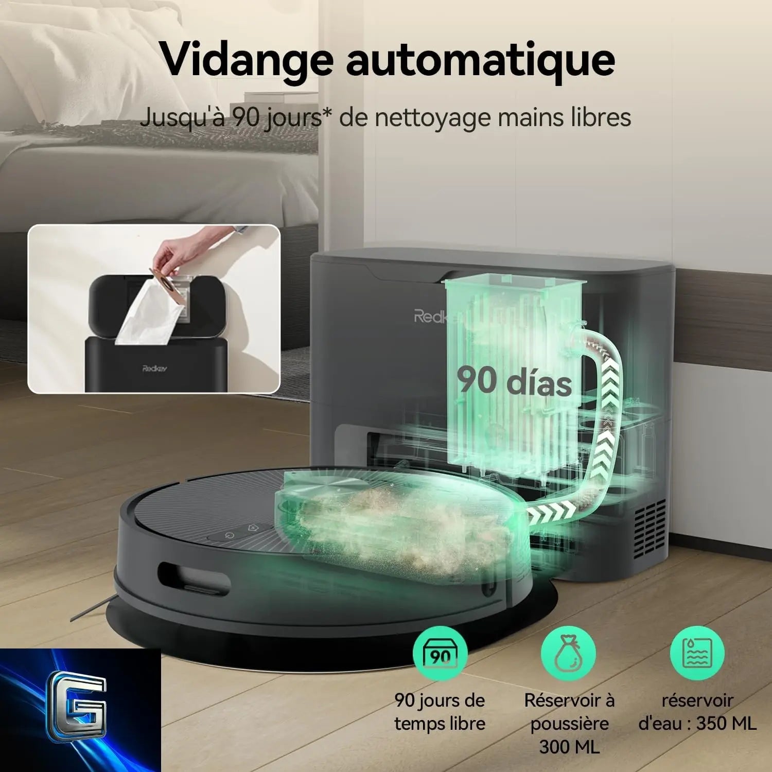 Redkey R10 Aspirateur Robot avec Station de Vidange gadjeteck