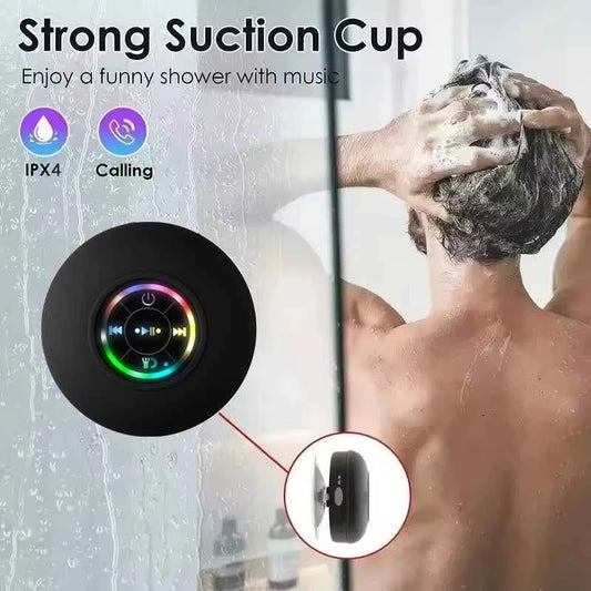 Haut-parleur Bluetooth étanche IPX4 Mini avec LED, Subwoofer et Micro pour Douche, Piscine et Plage avec Ventouse