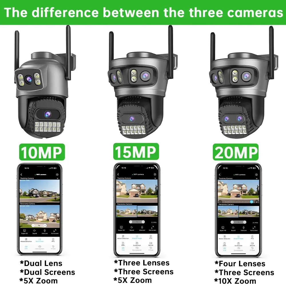 Caméra Wifi PTZ 20MP 10K Quatre Objectifs 10X gadjeteck