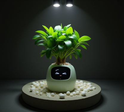 Jardinière Intelligente Tuya Ivy : 49 Expressions Riches, 7 Capteurs Intelligents, Chips AI pour Élever vos Plantes Facilement et Amusant