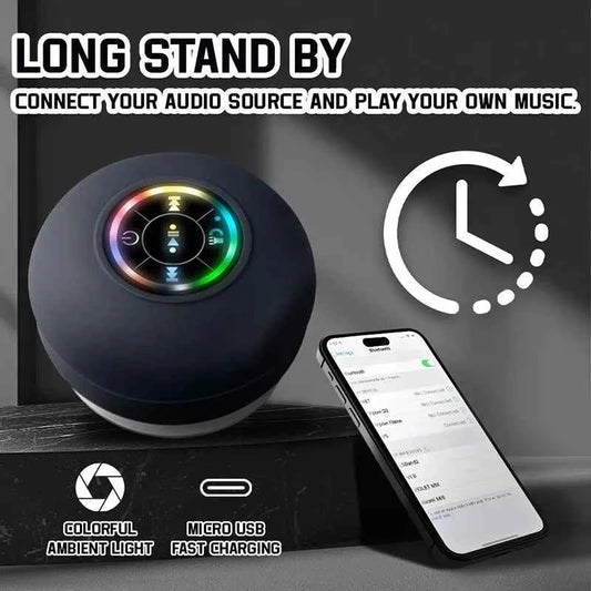 Haut-parleur Bluetooth étanche IPX4 Mini avec LED, Subwoofer et Micro pour Douche, Piscine et Plage avec Ventouse