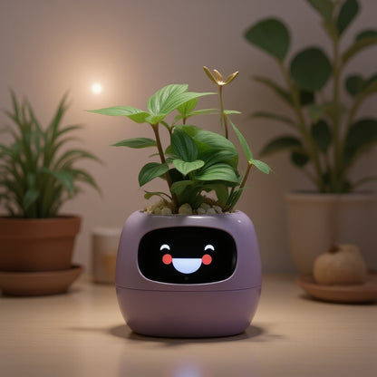 Jardinière Intelligente Tuya Ivy : 49 Expressions Riches, 7 Capteurs Intelligents, Chips AI pour Élever vos Plantes Facilement et Amusant