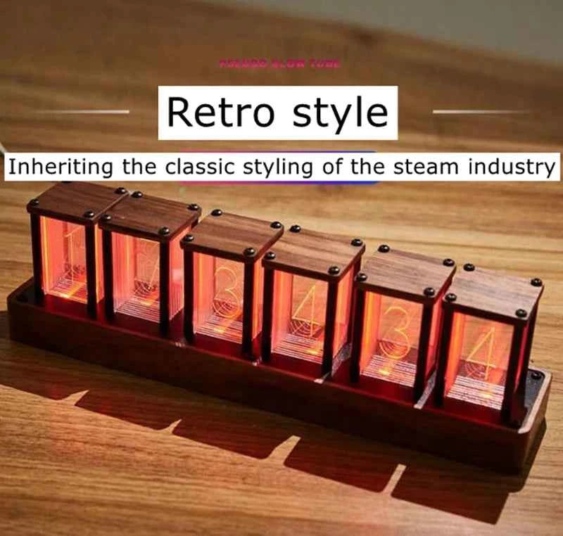 Montre LED Nixie RGB - Horloge de table en bois DIY, lampe de nuit LED, décoration de jeu et cadeau élégant