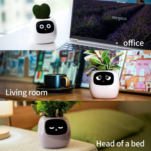 Jardinière Intelligente Tuya Ivy : 49 Expressions Riches, 7 Capteurs Intelligents, Chips AI pour Élever vos Plantes Facilement et Amusant